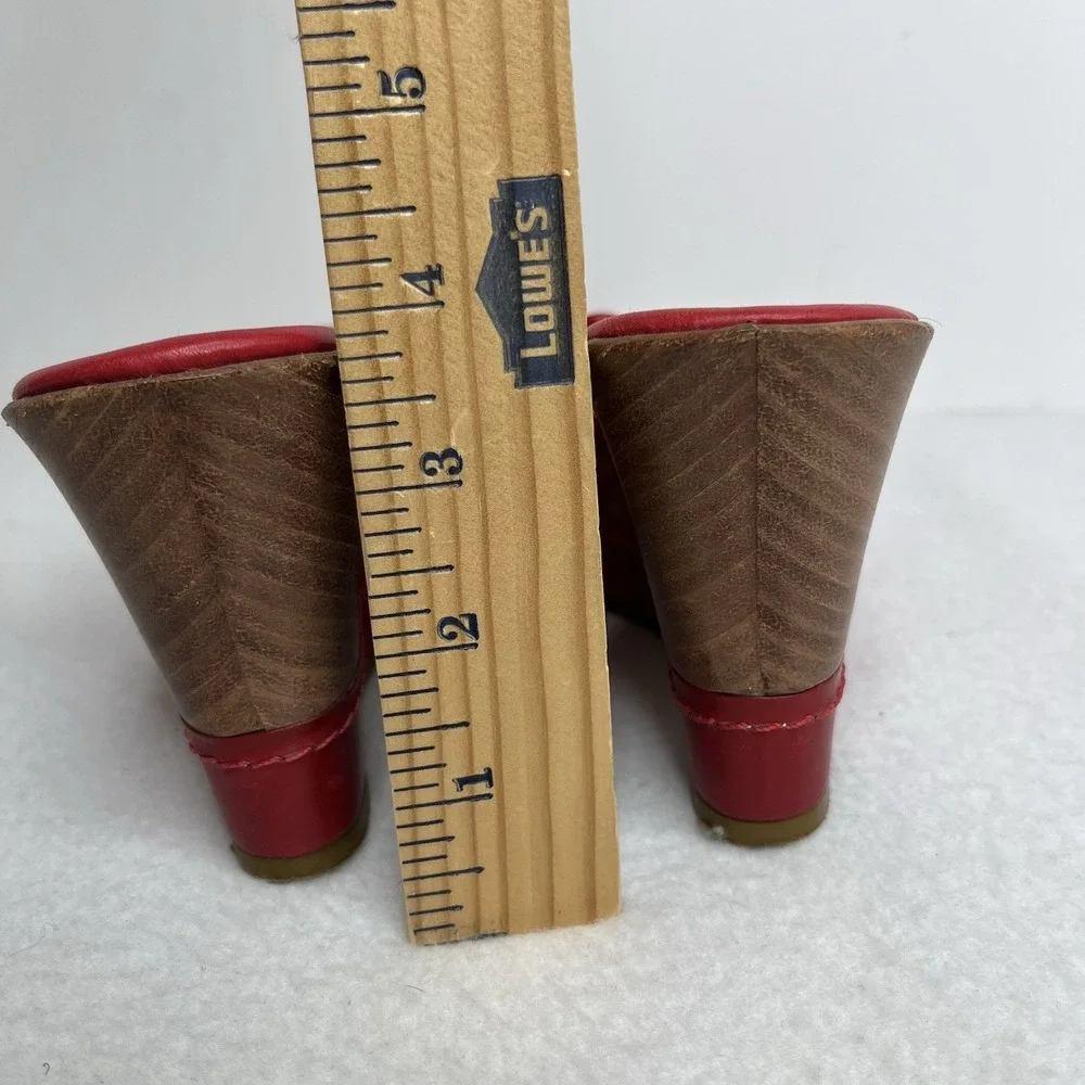 ANTONIO MELANI Red Wedge Slip On Platform Peep Toe Sandal 6.5 Y2K Retro Boho